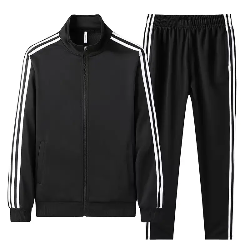 Men Red Track Pants with 3 Stripes Long Sleeve - Image 16