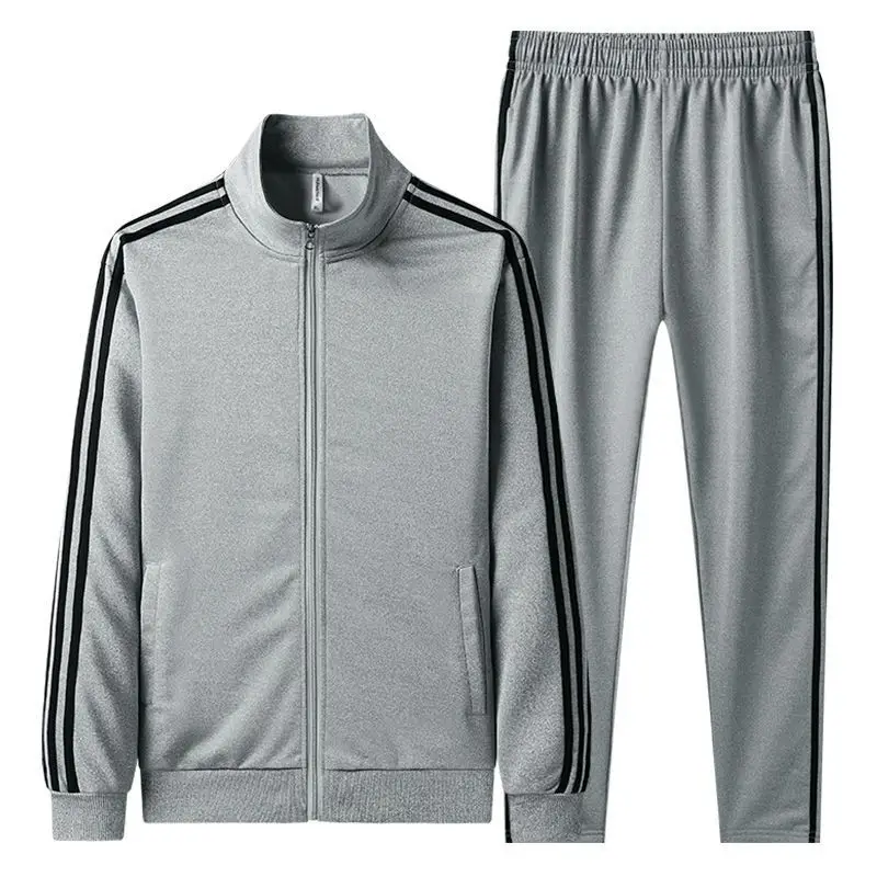 Men Red Track Pants with 3 Stripes Long Sleeve - Image 2