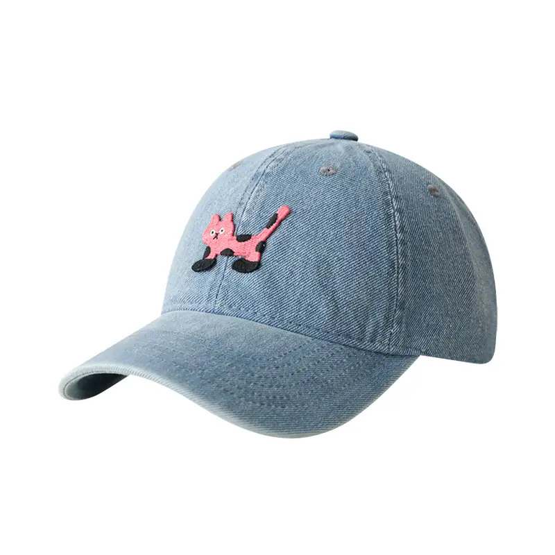 Blue Korean Ins Denim Cat Cap with Widened Brim - Image 8