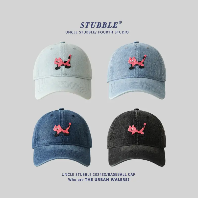 Blue Korean Ins Denim Cat Cap with Widened Brim — feature 1