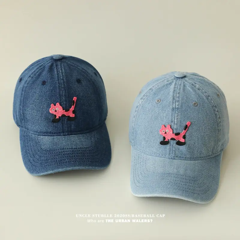 Blue Korean Ins Denim Cat Cap with Widened Brim — feature 10