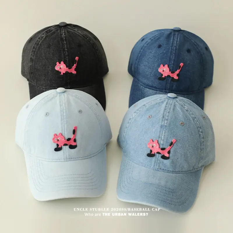 Blue Korean Ins Denim Cat Cap with Widened Brim — feature 11