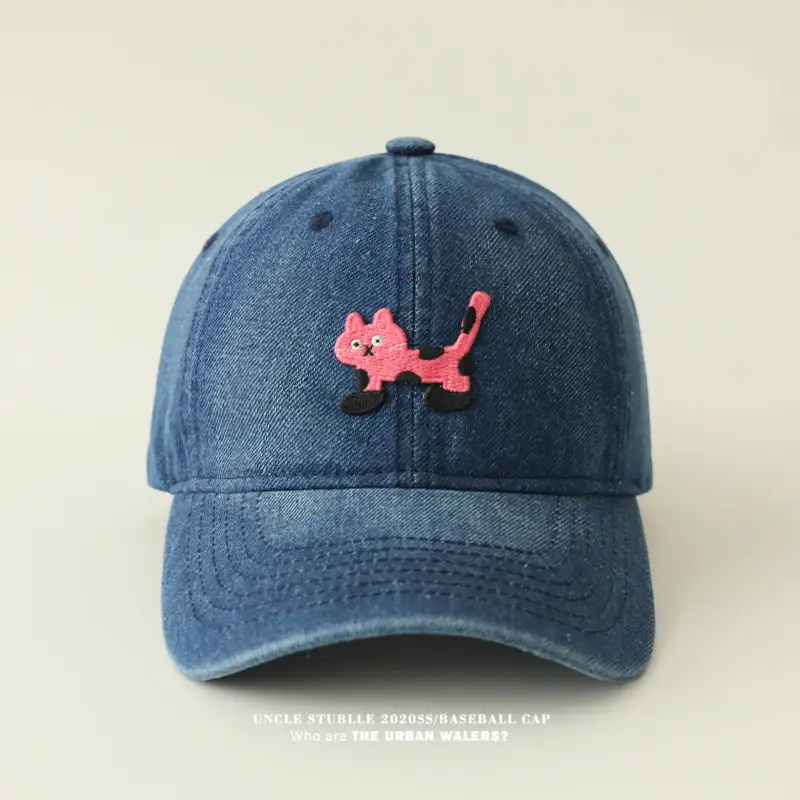 Blue Korean Ins Denim Cat Cap with Widened Brim — feature 12