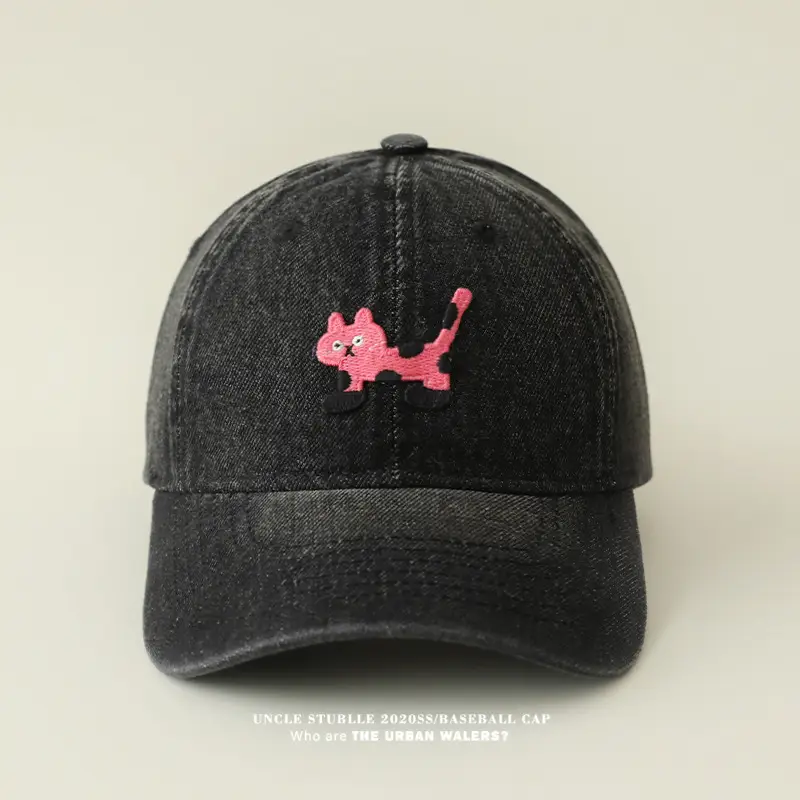 Blue Korean Ins Denim Cat Cap with Widened Brim — feature 13