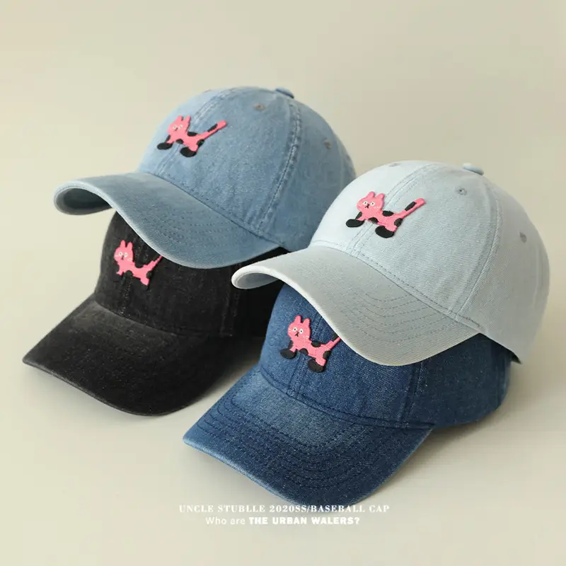 Blue Korean Ins Denim Cat Cap with Widened Brim — feature 2