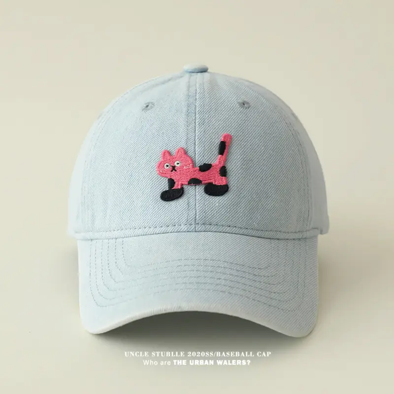 Blue Korean Ins Denim Cat Cap with Widened Brim — feature 3