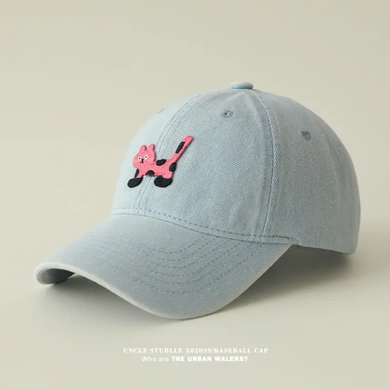 Blue Korean Ins Denim Cat Cap with Widened Brim — feature 4