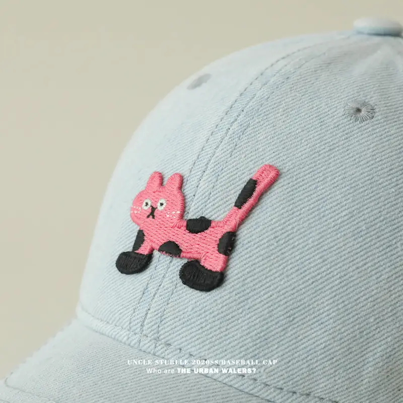 Blue Korean Ins Denim Cat Cap with Widened Brim — feature 5