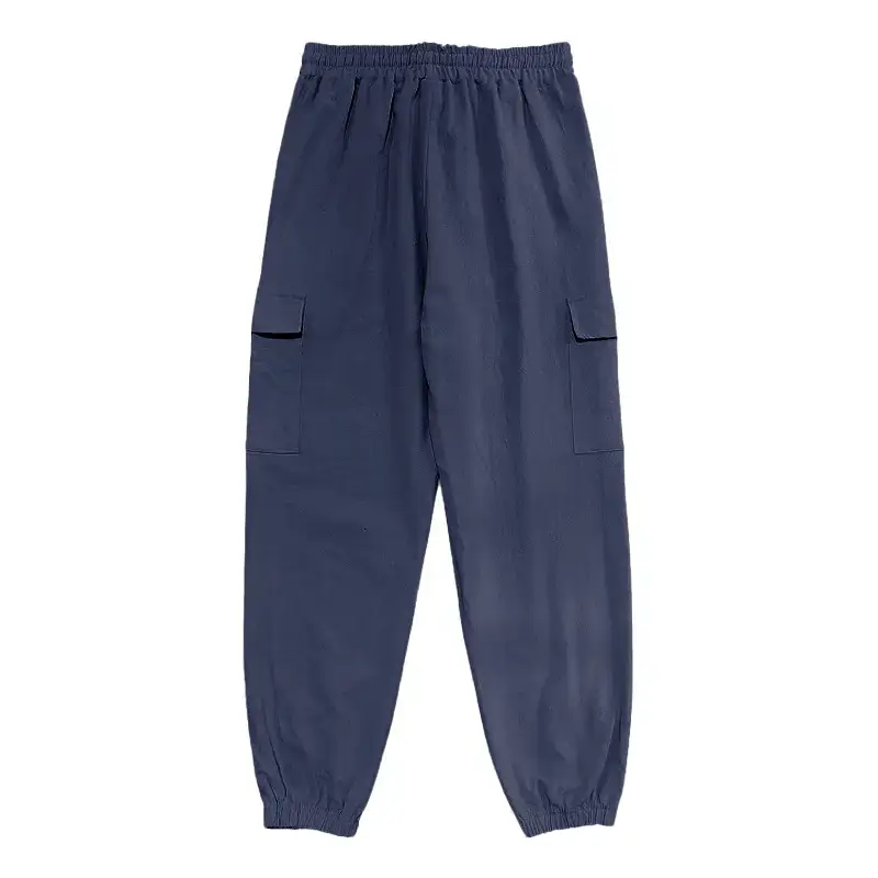 Men's Gray Drawstring Multi-Pocket Wide Tube Pants — feature 25