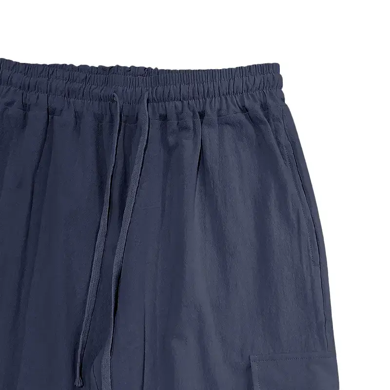 Men's Gray Drawstring Multi-Pocket Wide Tube Pants — feature 26