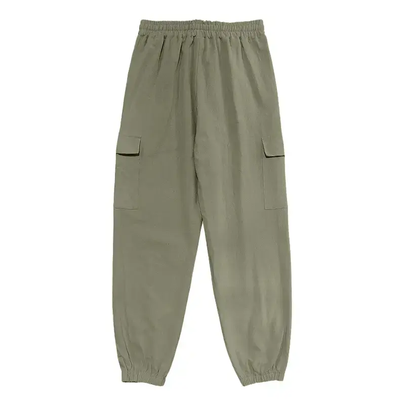 Men's Gray Drawstring Multi-Pocket Wide Tube Pants — feature 33