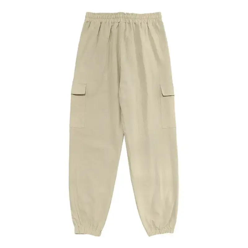 Men's Gray Drawstring Multi-Pocket Wide Tube Pants — feature 41