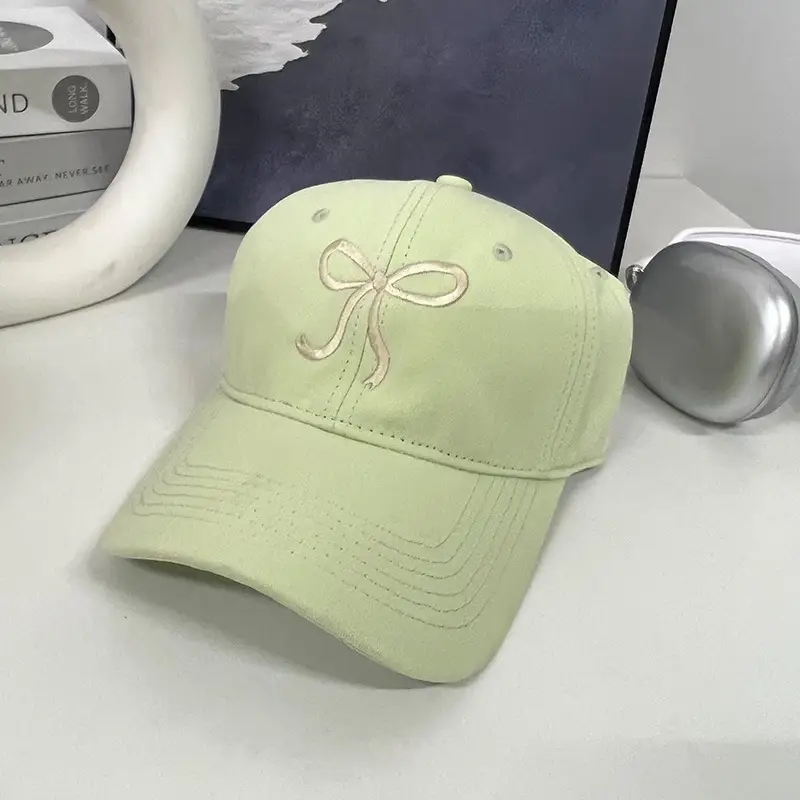 Light Green Bow Embroidered Women's Cap