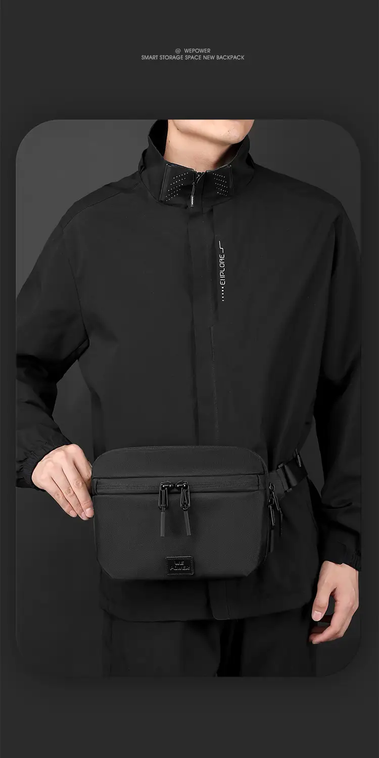 Black Casual Riding Satchel Waist Bag Travel Bag — feature 18