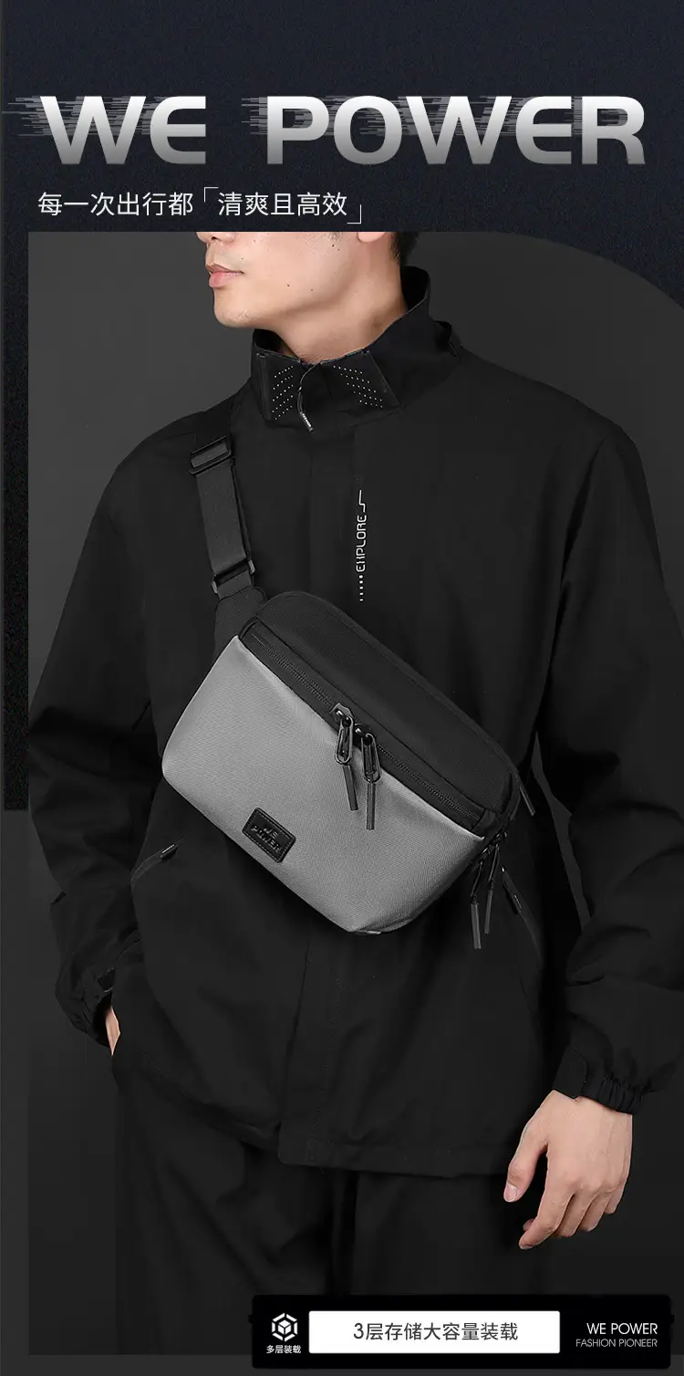 Black Casual Riding Satchel Waist Bag Travel Bag — feature 2