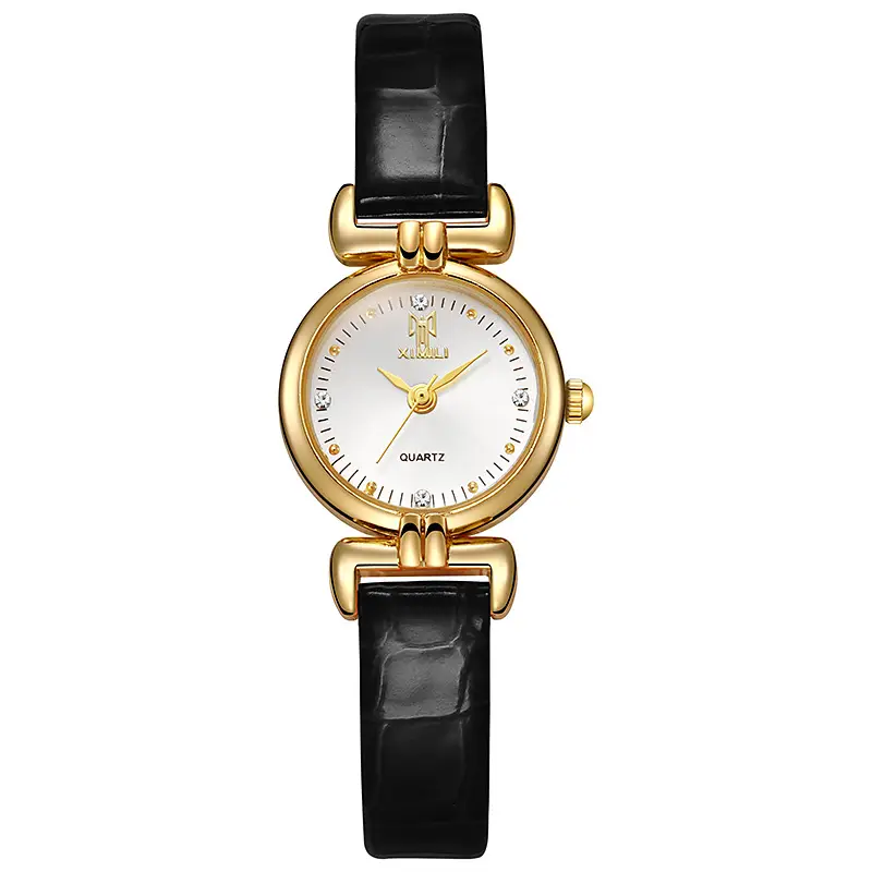 Women's Pink Quartz Watch with Gold Case & Crocodile Strap - Image 11