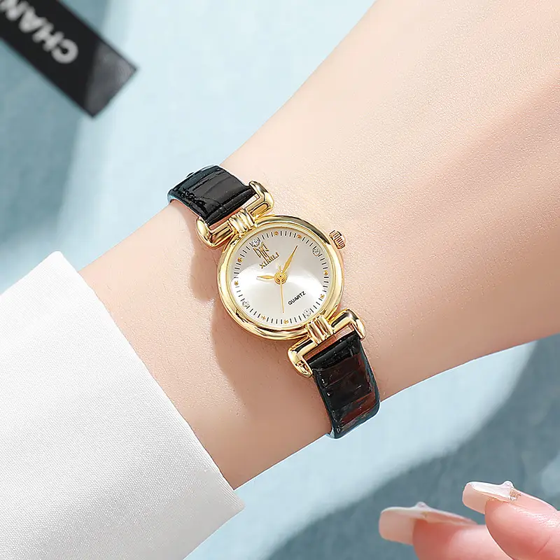 Women's Pink Quartz Watch with Gold Case & Crocodile Strap — feature 2