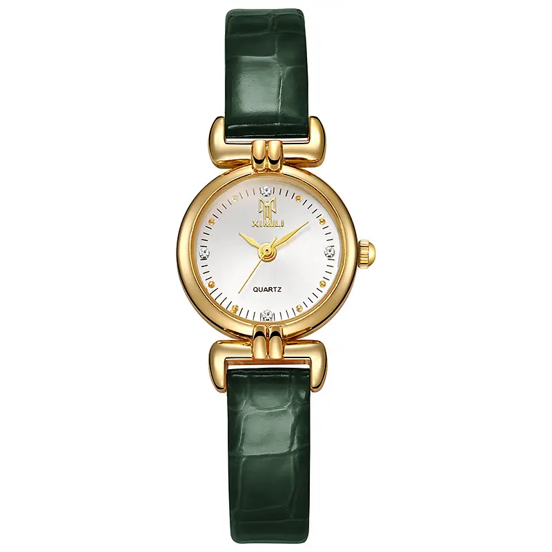 Women's Pink Quartz Watch with Gold Case & Crocodile Strap — feature 9