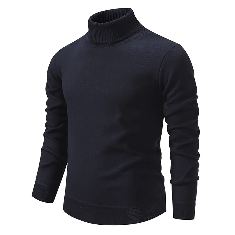 Men's Maroon Velvet Turtleneck Knitwear - Image 2