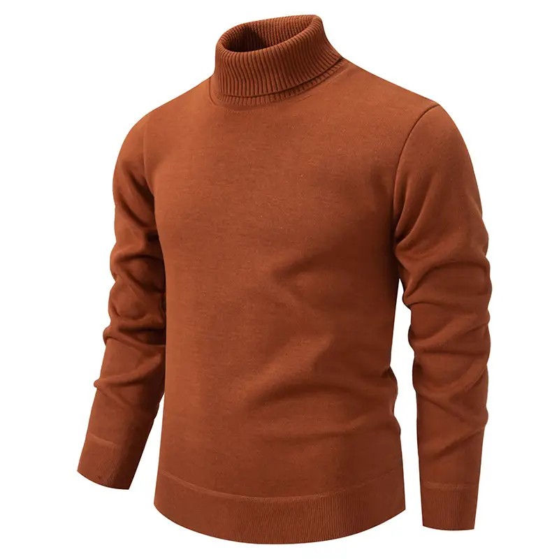 Men's Maroon Velvet Turtleneck Knitwear - Image 3