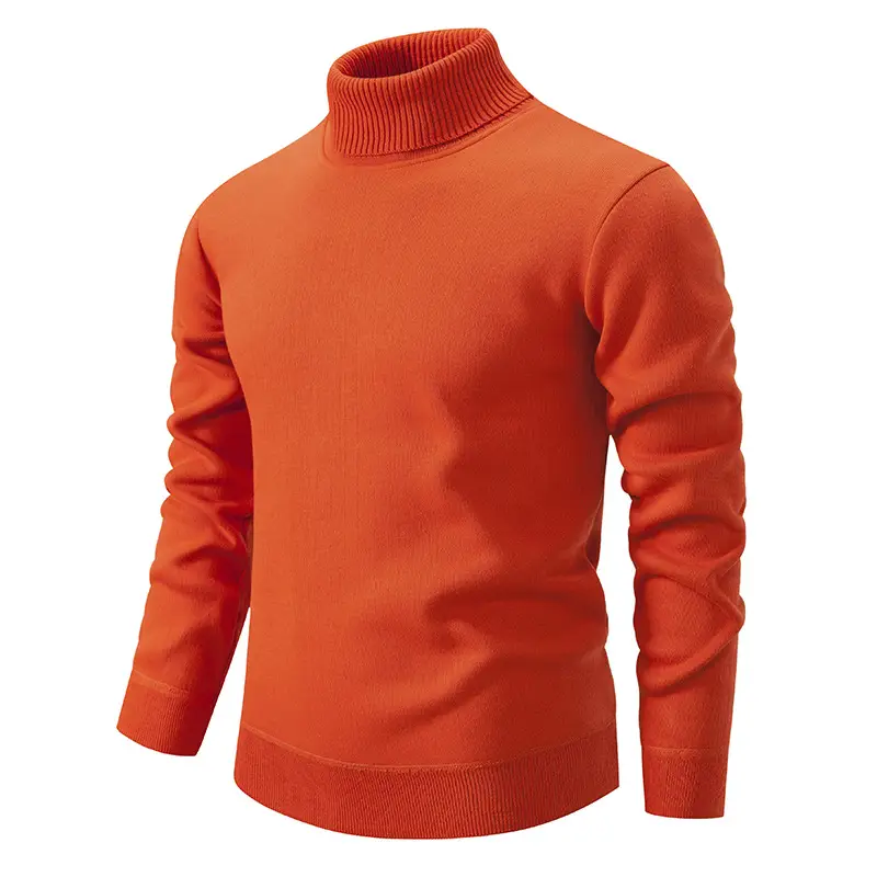 Men's Maroon Velvet Turtleneck Knitwear - Image 4