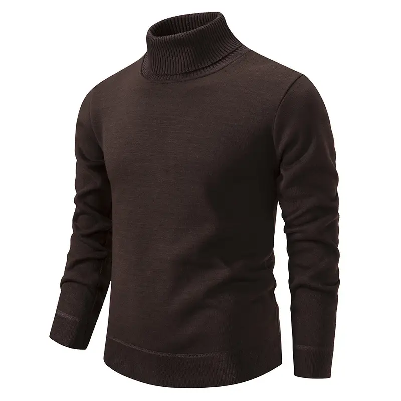 Men's Maroon Velvet Turtleneck Knitwear - Image 5