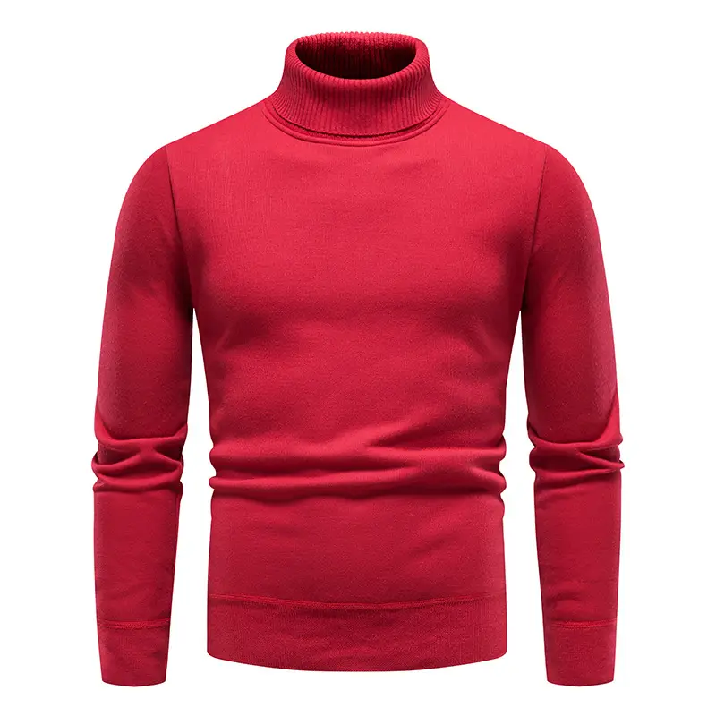 Men's Maroon Velvet Turtleneck Knitwear — feature 4