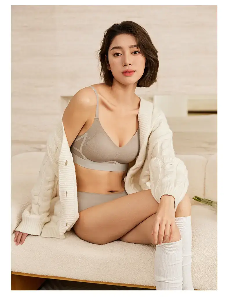 New French Lace Jacquard Underwear for Women Fixed Cup Seamless — feature 24