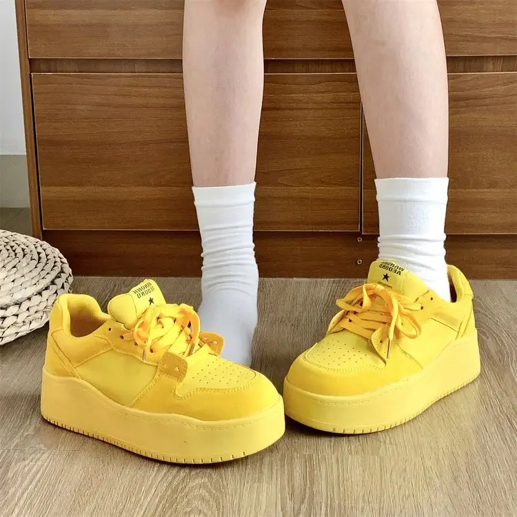 Women Yellow Platform Sneakers Casual 2024
