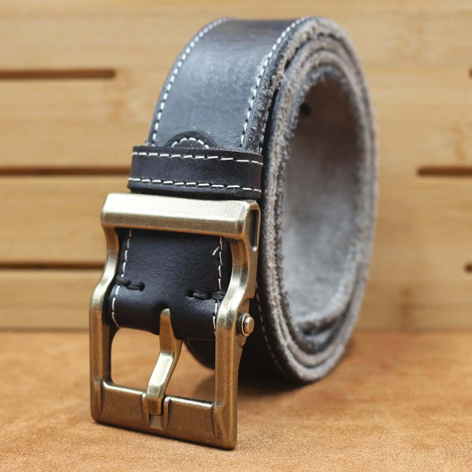 Vintage Brown Leather Belt with Silver Buckle for Men — feature 18