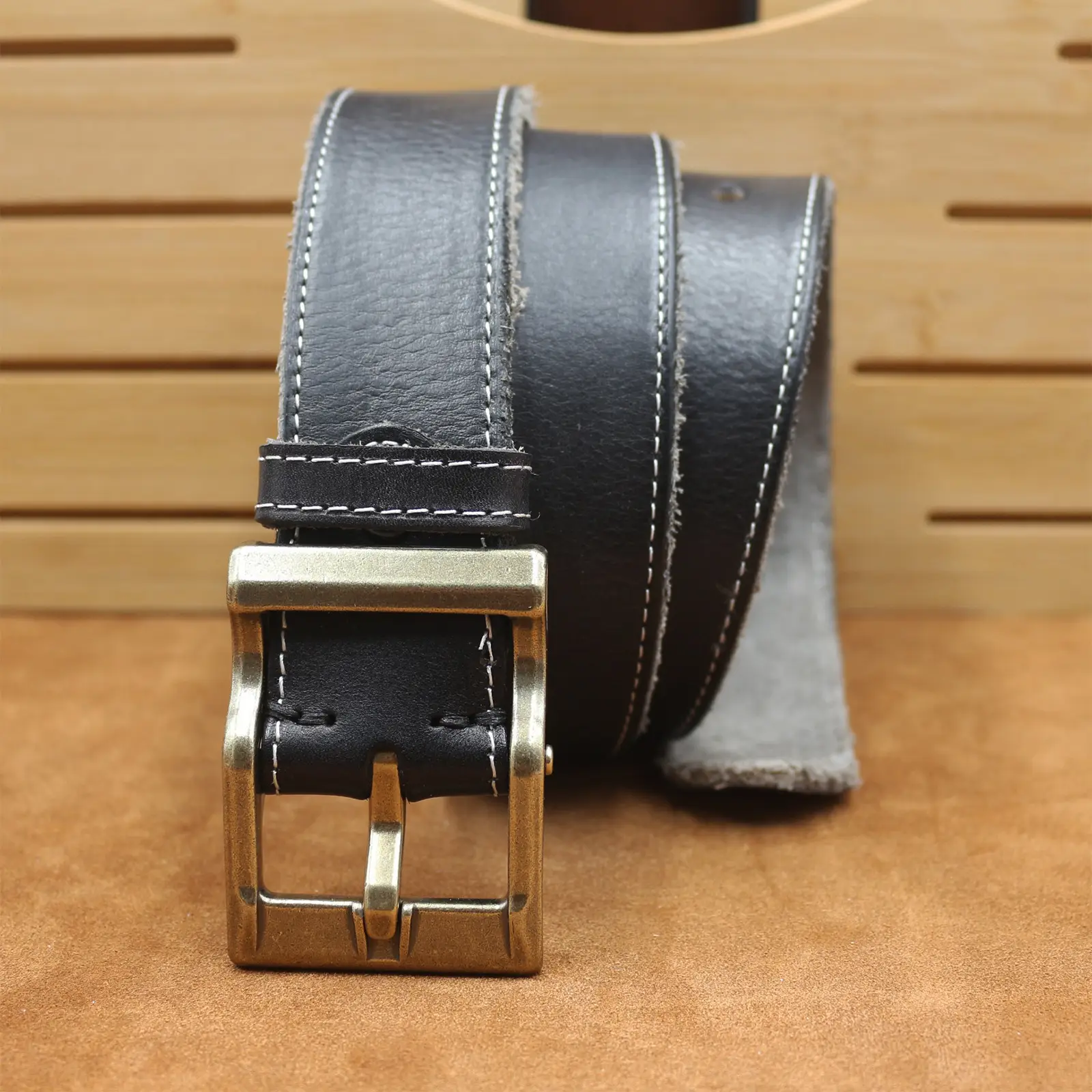 Vintage Brown Leather Belt with Silver Buckle for Men — feature 20