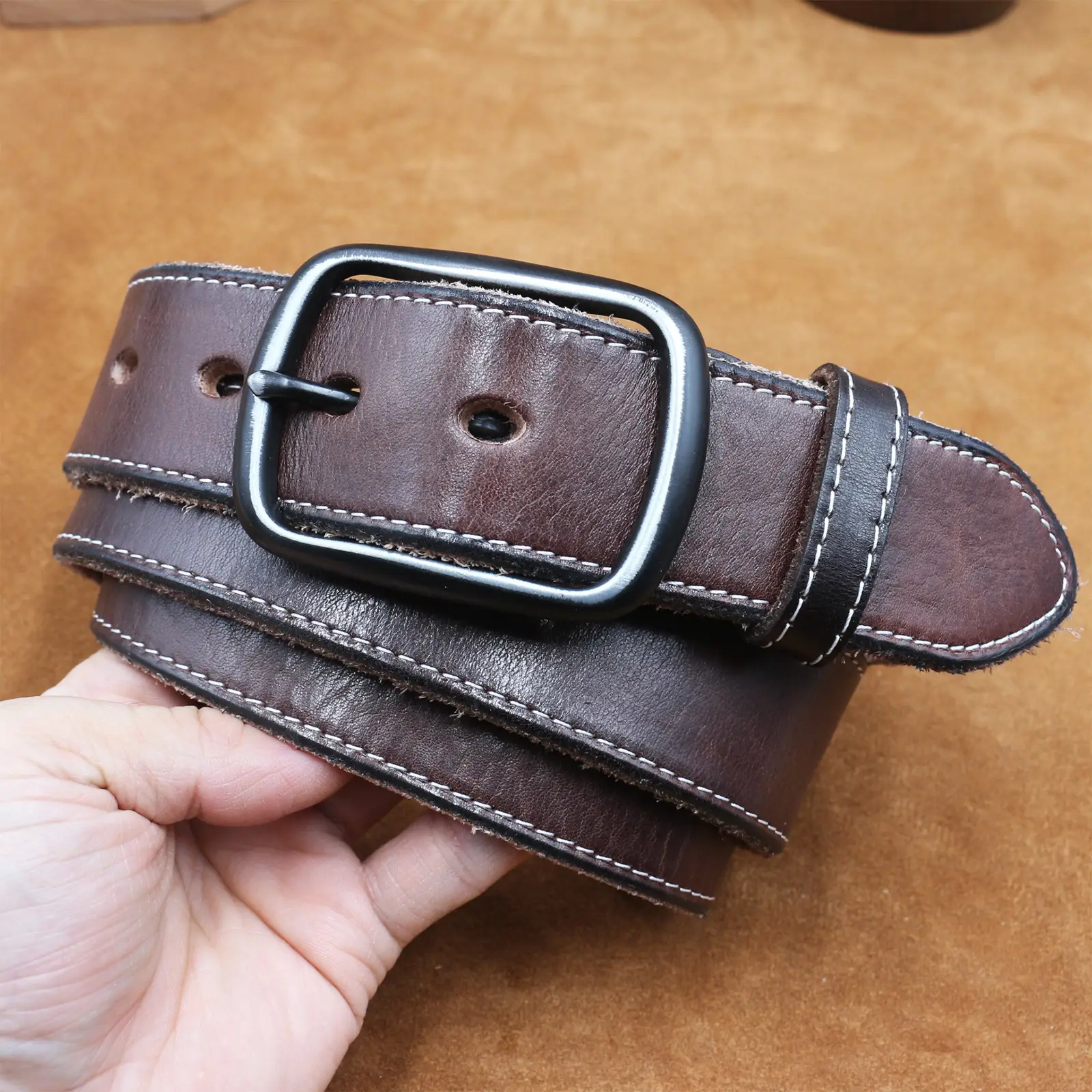3.8CM Genuine Leather Belt for Men - Image 8