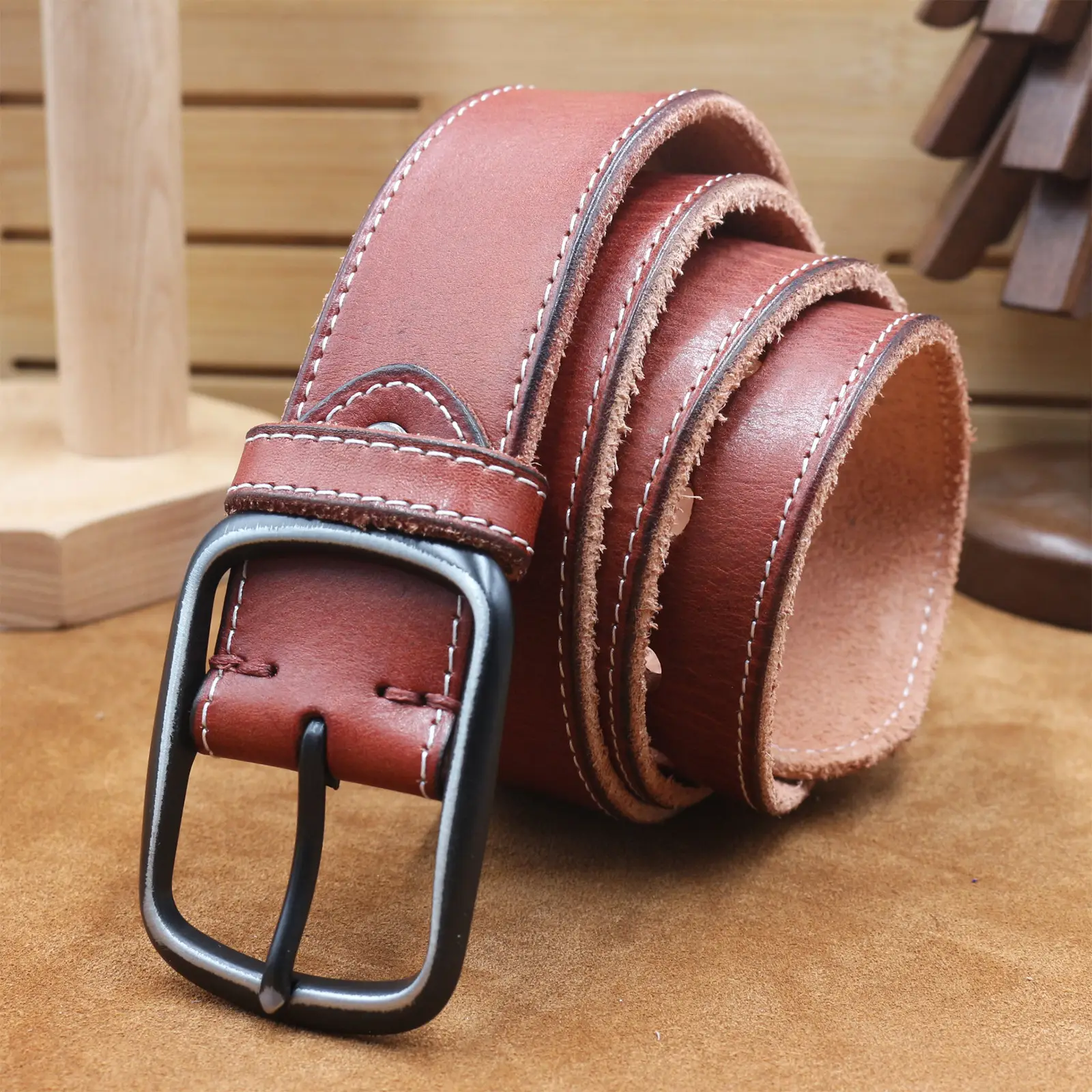 3.8CM Genuine Leather Belt for Men - Image 4