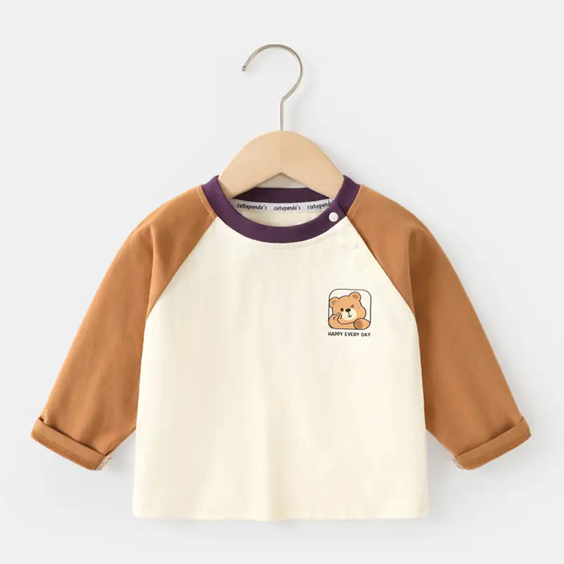 Baby Long Sleeve T-Shirt Cream Navy Spring Outfit - Image 3