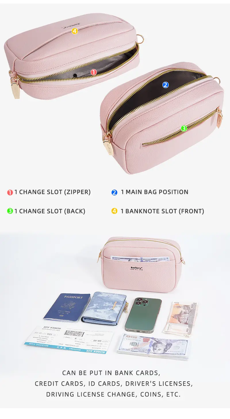 New Women's PU Crossbody Bag Large Capacity Zipper — feature 16