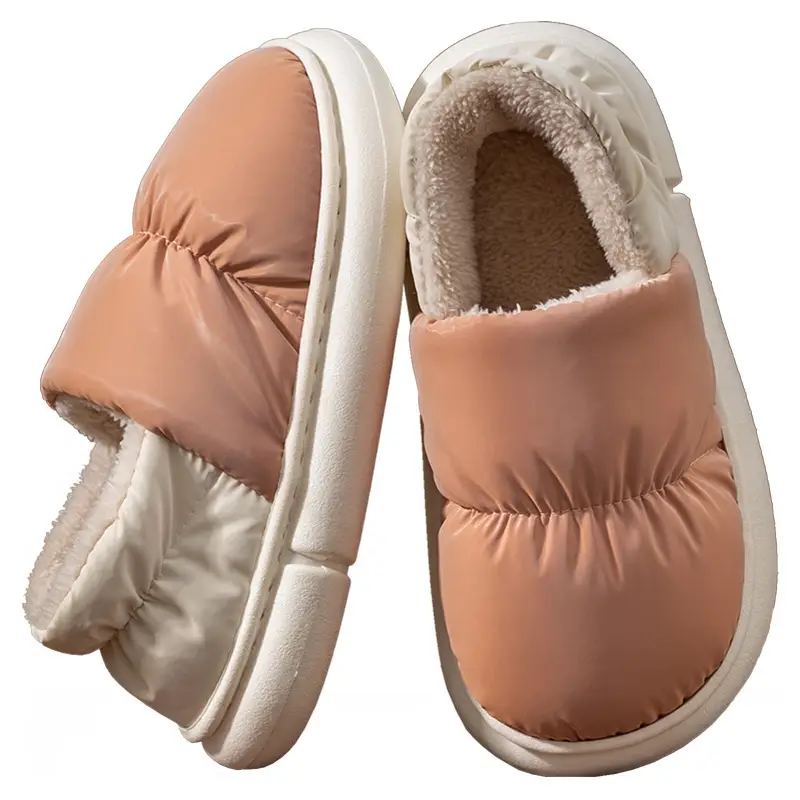 Stomp Feeling Cotton Slippers Women's Winter fleece-lined Heel Bag Home Indoor Warm Thick Bottom Waterproof Postpartum Moon Cotton Shoes - Image 13
