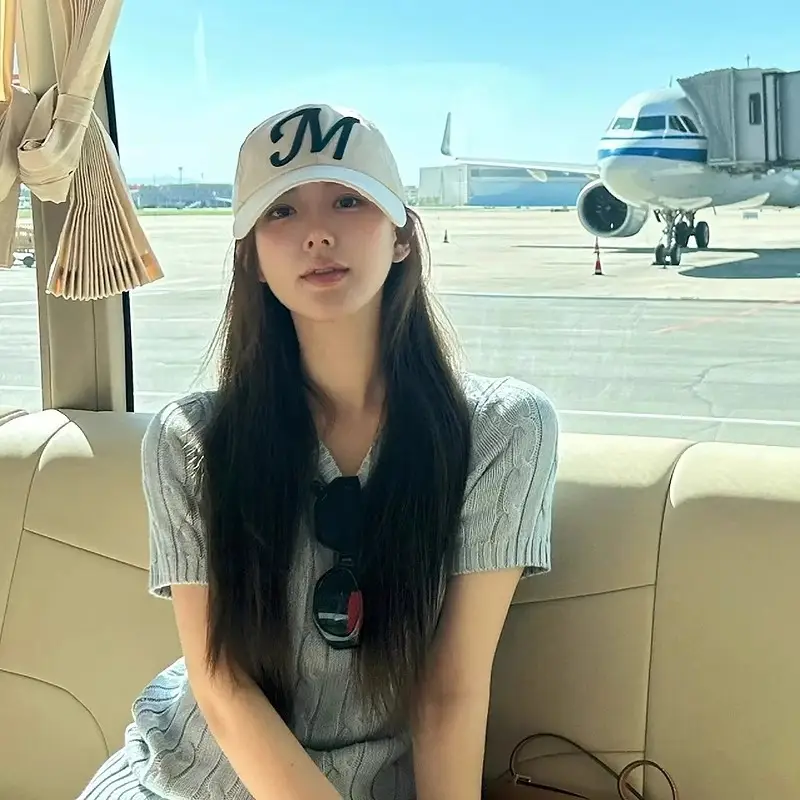 White M Letter Baseball Cap for Girls Boys Summer Casual - Image 7