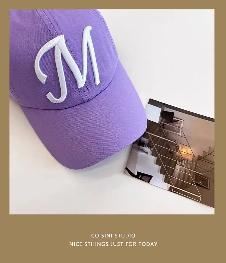 White M Letter Baseball Cap for Girls Boys Summer Casual — feature 13