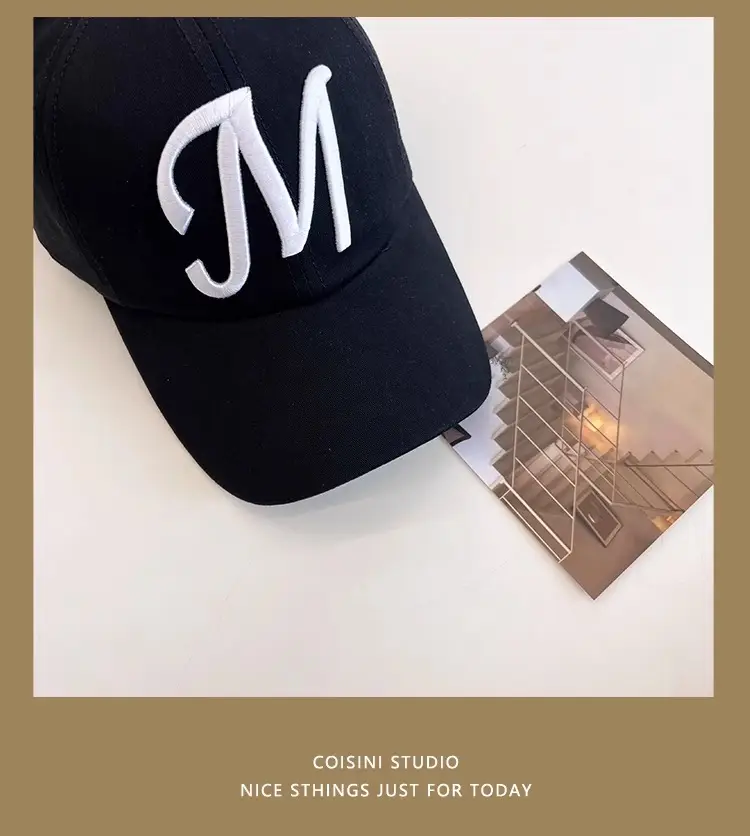 White M Letter Baseball Cap for Girls Boys Summer Casual — feature 19