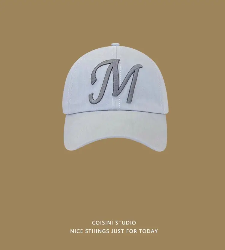White M Letter Baseball Cap for Girls Boys Summer Casual — feature 3