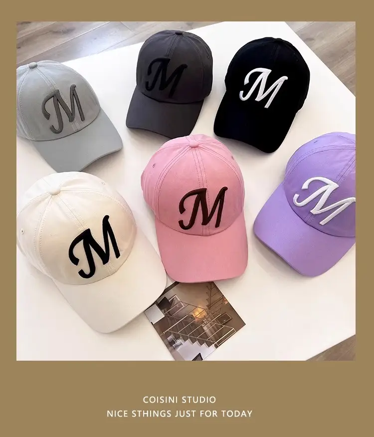 White M Letter Baseball Cap for Girls Boys Summer Casual — feature 8