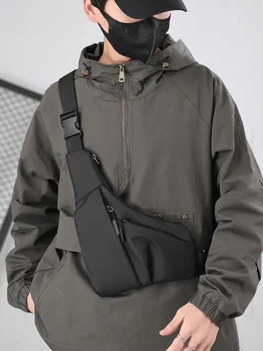 Waterproof Crossbody Bag for Men Women Black Multi-functional - Image 4