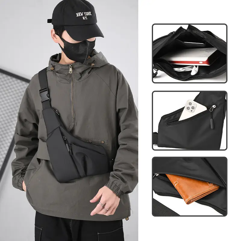 Waterproof Crossbody Bag for Men Women Black Multi-functional — feature 3