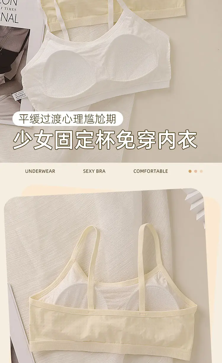 Children's Vest, Girl's Intimates, First and Second Stage Primary School Students' Pure Cotton Bra, Girls' Medium and Large Kidsren's Tube Top Thin — feature 4