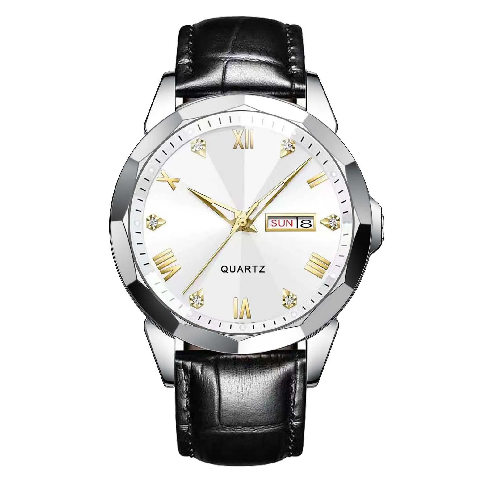 Men's Blue Roman Dial Quartz Watch with Leather Strap - Image 17