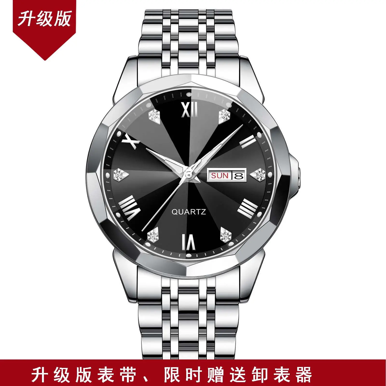 Men's Blue Roman Dial Quartz Watch with Leather Strap - Image 6
