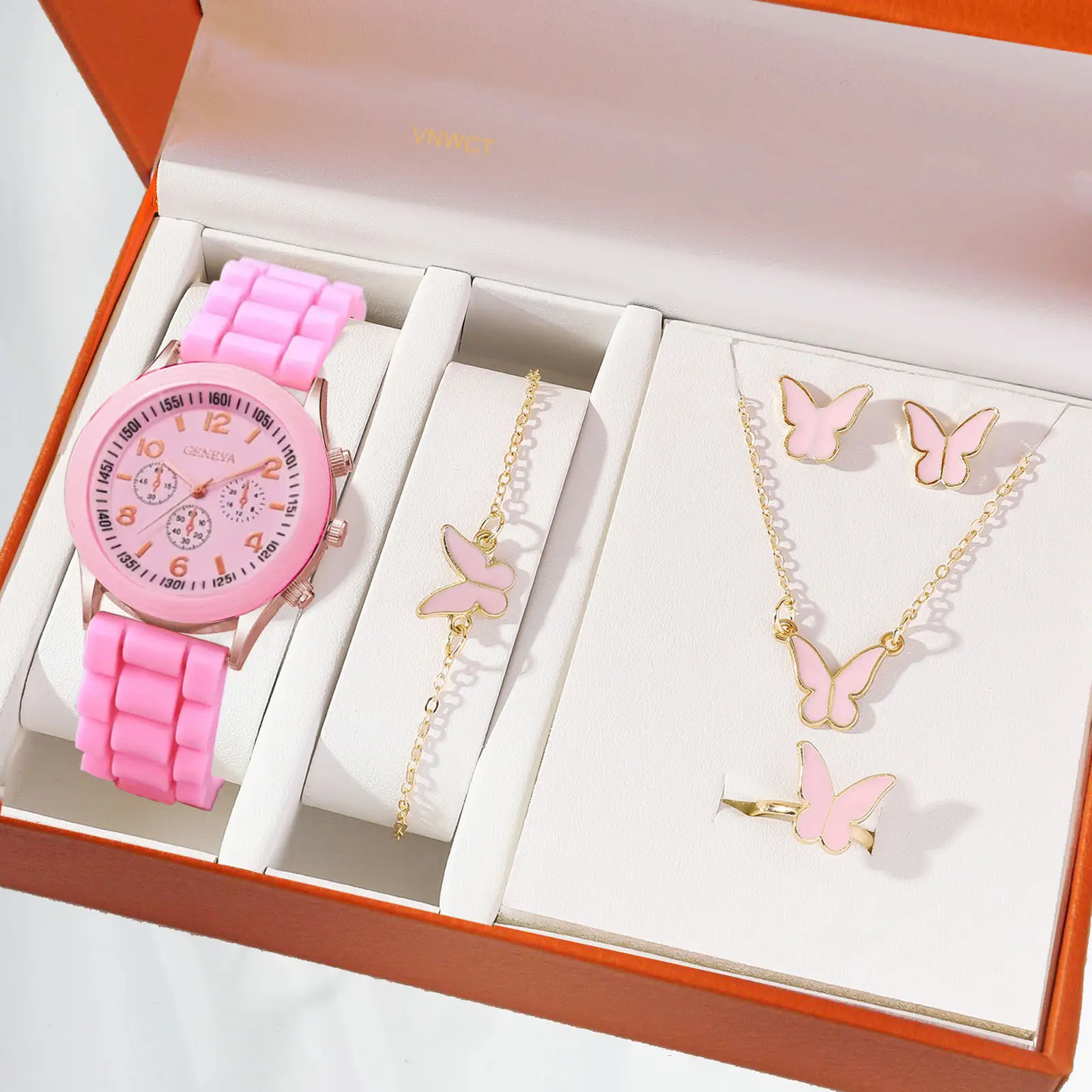 New Women's Butterfly Watch & Jewelry Set Black Gold - Image 6