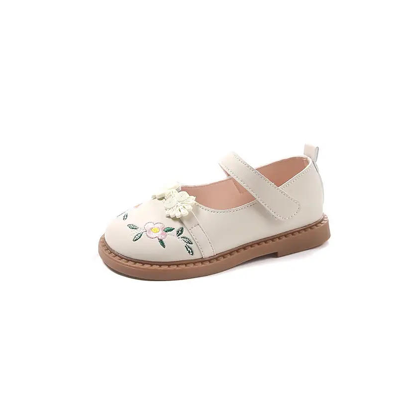 Girls Embroidered Leather Shoes Spring Autumn Large