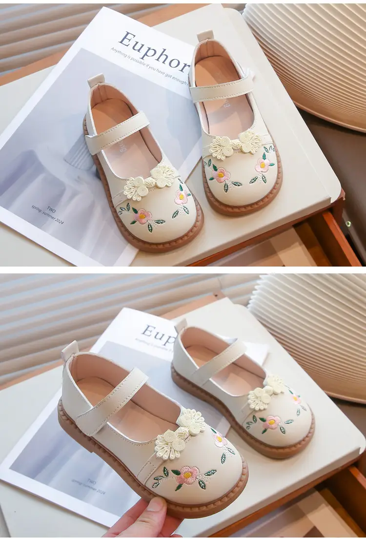 Girls Embroidered Leather Shoes Spring Autumn Large — feature 11