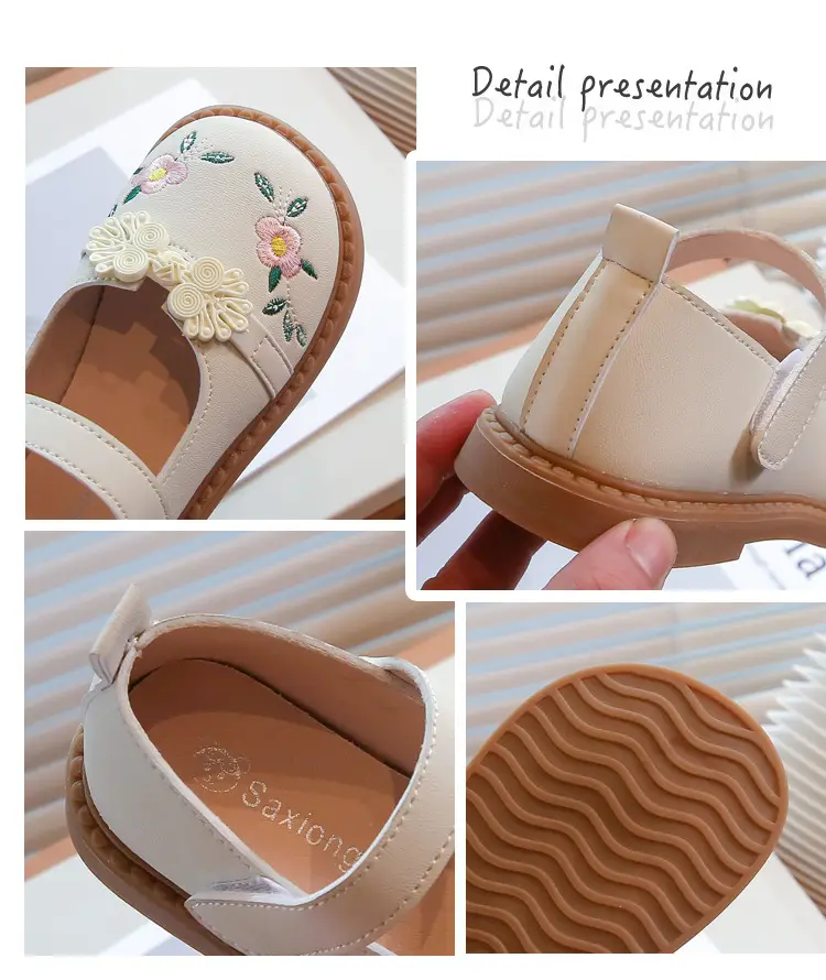 Girls Embroidered Leather Shoes Spring Autumn Large — feature 5